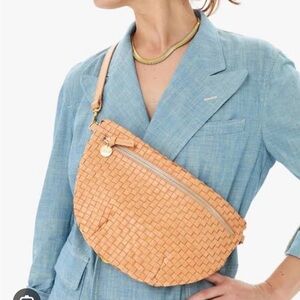 Clare V. Woven Leather Crossbody Sling Bag - Biscuit